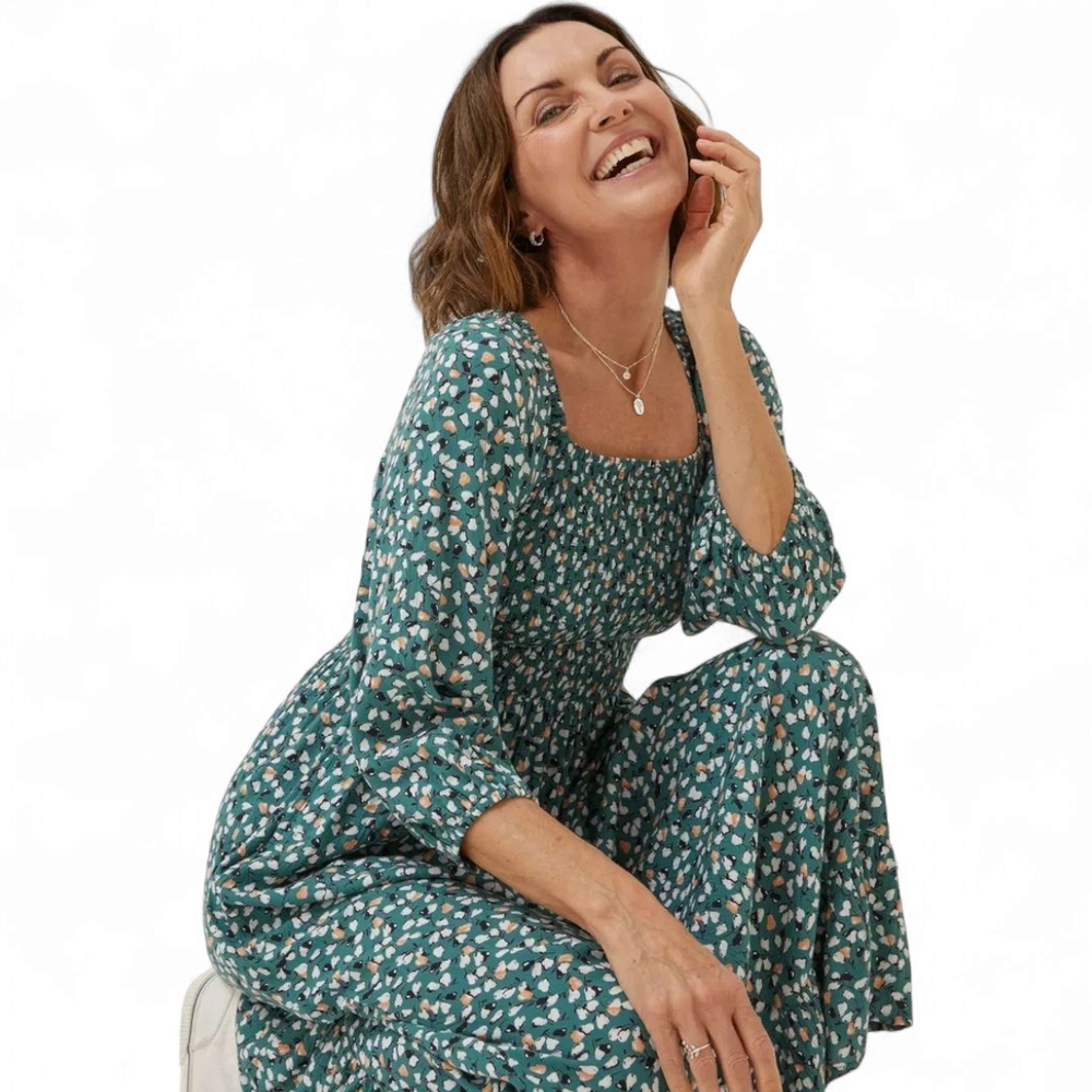 Fat Face Midi Sun Dress Womens Size 14 - Green